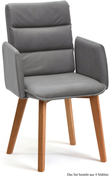 Armlehnstuhl (4er-Set) Daritsa 52x92x60 Eiche geölt/Grau