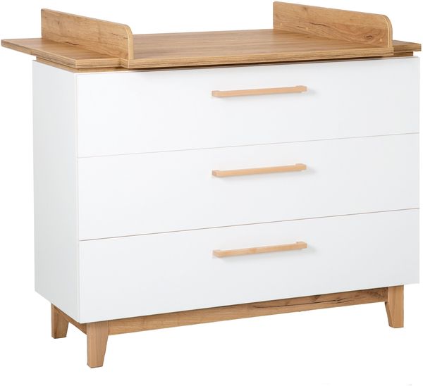 roba Wickelkommode 'Finn' mit Wickelansatz - Schubladendämpfung - 3 Schubladen - Wickelhöhe 94 cm - Weiß