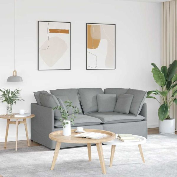 vidaXL Modulares Sofa mit Kissen Stoff Hellgrau 3321237