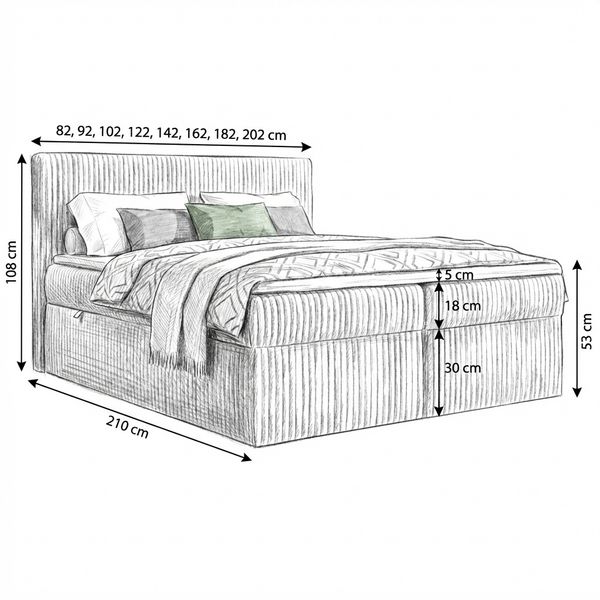 Boxspringbett RALFI 80 x 200 cm (Linke Seit) mit Bettkästen, Bonell-Matratze H4 und T25-Topper. Farbe: Rosa Bild 4