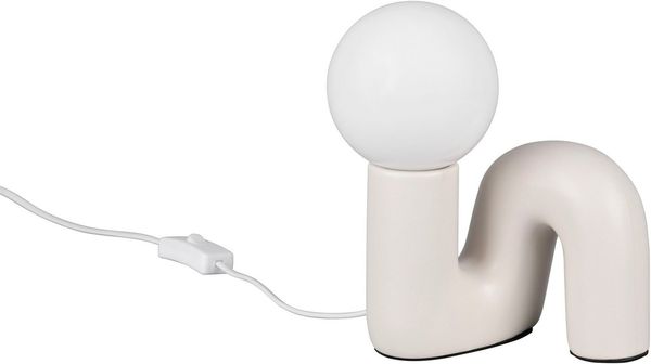 Reality Leuchten Tischleuchte QUINN, Keramik Tischlampe m. Glasschirm, Set inkl 2xG9 Leuchtmittel 3W, Ein-/Ausschalter, Leuchtmittel wechselbar, Warmweiß, Design Nachttischlampe, Schreibtischlampe Höhe 22cm, Glas Lampenschirm