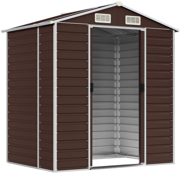 vidaXL Gerätehaus Braun 191x130x198 cm Verzinkter Stahl 3188264 Bild 3