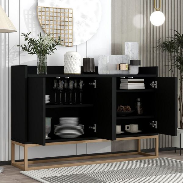 PXloue Sideboard kommode Highboard, mit 4 Türen, Kommode Landhaus, Anrichte, Buffet, B 120cm
