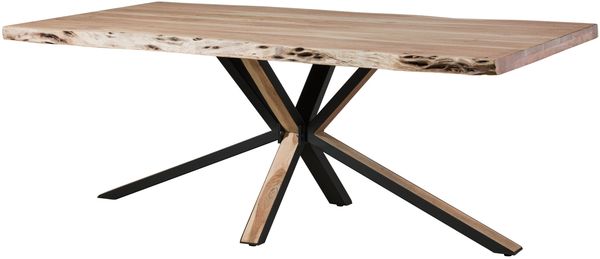 Baumtisch 180x90x77 Akazie beige lackiert / Kreuzgestell anthrazit matt / natur FREEFORM