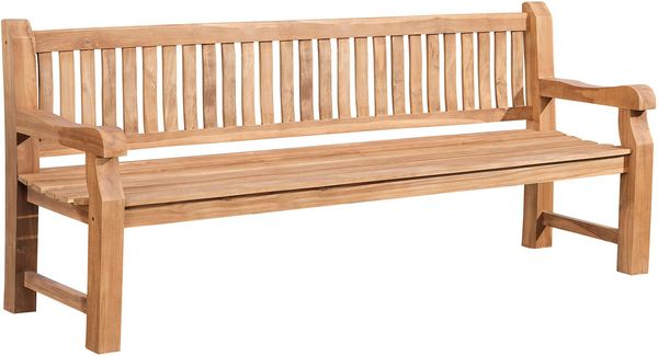 CLP Teakbank Jackson V2 Gartenbank mit Rückenlehne wetterfest stabil massiv,teak 220 cm