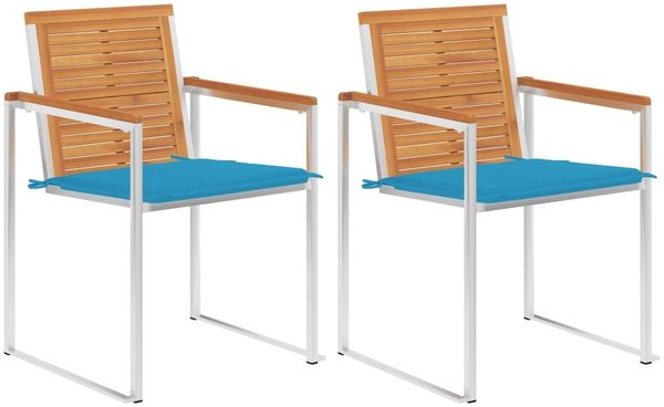 vidaXL Gartenstühle mit Kissen 2 Stk. Massivholz Akazie und Stahl 3061492