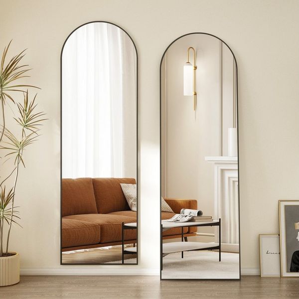 Hopibath Wandspiegel ganzkörper 180x80 160x50 150x50 140x40 (Bogenspiegel Ganzkörperspiegel Schwarz Weiß, 1-St, mit Alurahmen), für Wohnzimmer Schlafzimmer Garderobe Flur Friseurladen