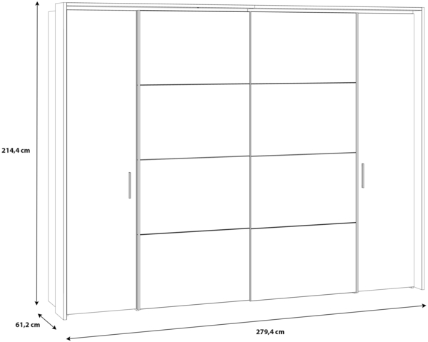 FORTE Jabim Kleiderschrank mit LED Beleuchtung, Holzwerkstoff, Braun/Schwarz, 279,4 x 214,9 x 64 cm Bild 5