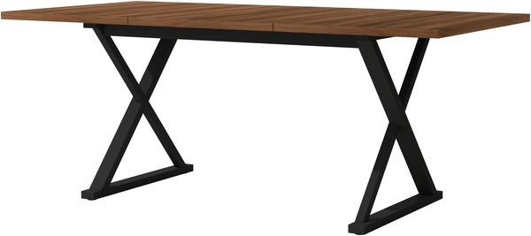 Esstisch, 180 cm lang x 90 cm breit x 75 cm hoch, moderner Stil, robust und langlebig, Metallbeine, bietet Platz für 6-8 Personen, schlichter moderner Stil, Walnussholzfarbe + Schwarz. Bild 10