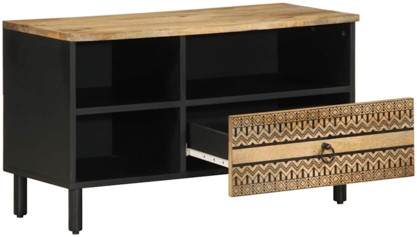 vidaXL TV-Schrank Schwarz 80x33,5x46 cm Raues Mangoholz 4018645