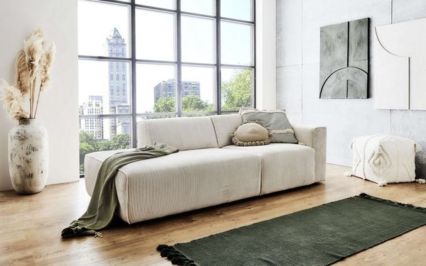 andas 2-Sitzer Noord, mit Kedernaht, Breite 227 cm, Cord, Struktur
