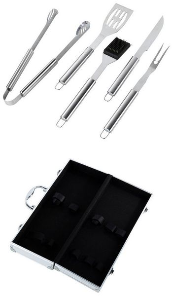 Edelstahl Grillbesteck im Alu Koffer 6 teilig Art. 60066