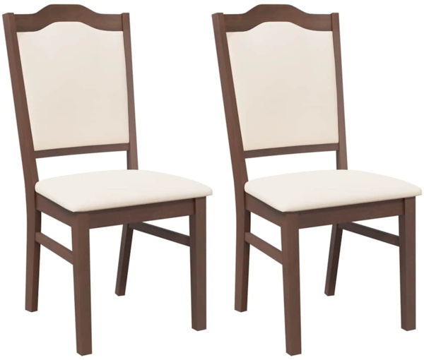 vidaXL Esszimmerstühle mit Kissen 2 Stk. Braun Massivholz Gummibaum 4102466