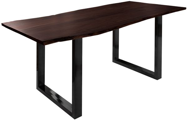 Baumtisch Akazie 200x100x76 braun Beine anthrazit glänzend FREEFORM 3