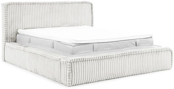 MEBLINI Polsterbett 140x200 mit Lattenrost ohne Matratze - MESUT - Hellgrau Cordstoff - Bubble Bett - Cloud Bett - Marshmallow Bed - Kopfteil Bett mit Stauraum