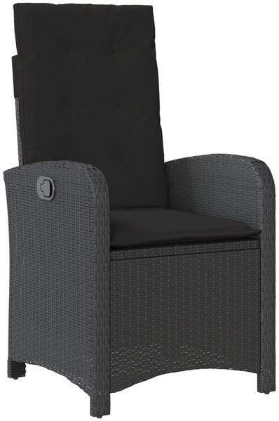 vidaXL 3-tlg. Garten-Essgruppe mit Kissen Schwarz Poly Rattan 3212310 Bild 4