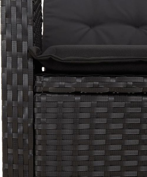 vidaXL 3-tlg. Garten-Essgruppe mit Kissen Schwarz Poly Rattan 3212310 Bild 8