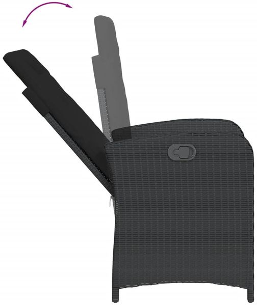 vidaXL 3-tlg. Garten-Essgruppe mit Kissen Schwarz Poly Rattan 3212310 Bild 5