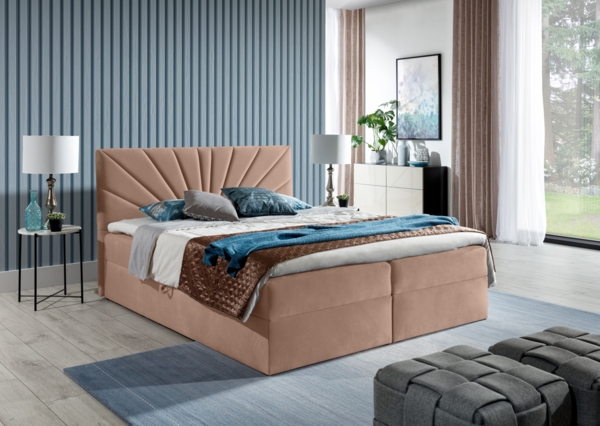 99rooms Zenturio Boxspringbett 160 x 200 cm Velours ROYAL VELVET Dunkelrosa