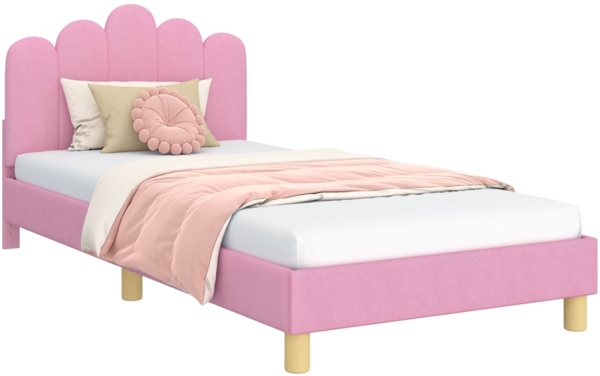 vidaXL Kinderbettgestell mit Kopfteil Rosa 90x190 cm Stoff 42011057