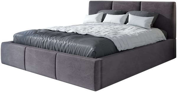 Polsterbett VEROM 160x200 mit Matratze, Bettkasten und Lattenrost. Farbe: Grau 16