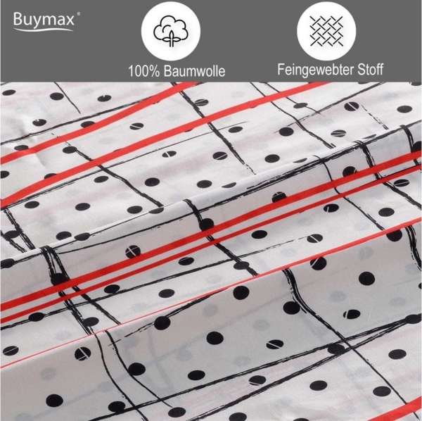 Buymax Bettwäsche Lara, Renforcé, 3 teilig, Premium 100% Baumwolle Bettbezug-Set 200x220 cm mit Reißverschluss Bild 2