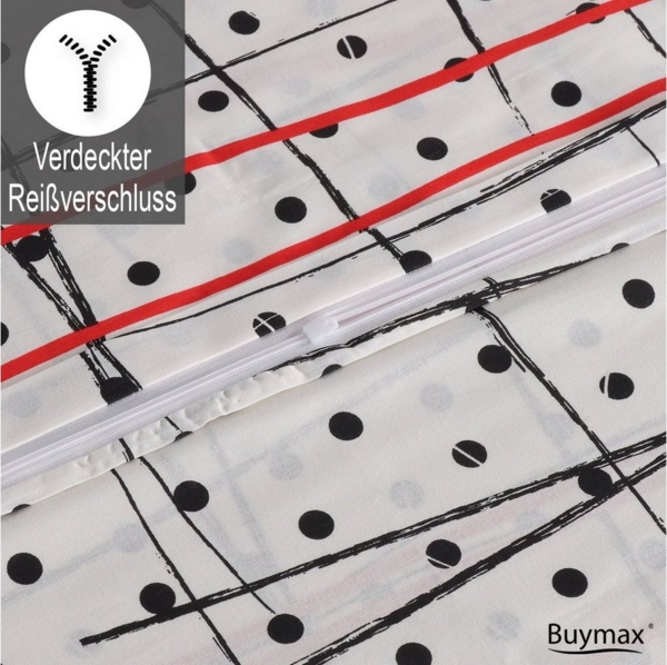 Buymax Bettwäsche Lara, Renforcé, 3 teilig, Premium 100% Baumwolle Bettbezug-Set 200x220 cm mit Reißverschluss Bild 3