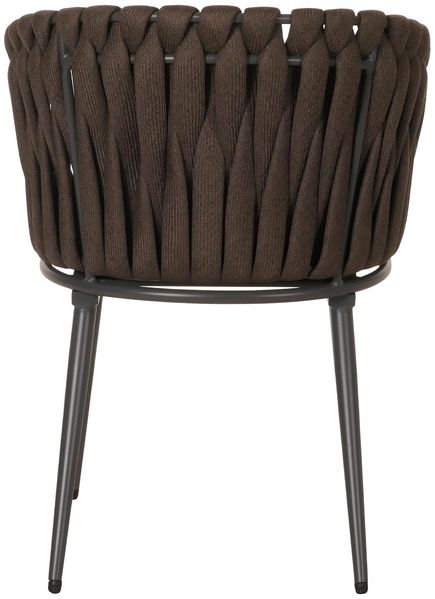 6er-Set Aluminium-Esszimmerstuhl HWC-N38, Indoor Stuhl Armlehne, Olefin Seilgeflecht Rope ~ braun Kissen dunkelgrau Bild 8