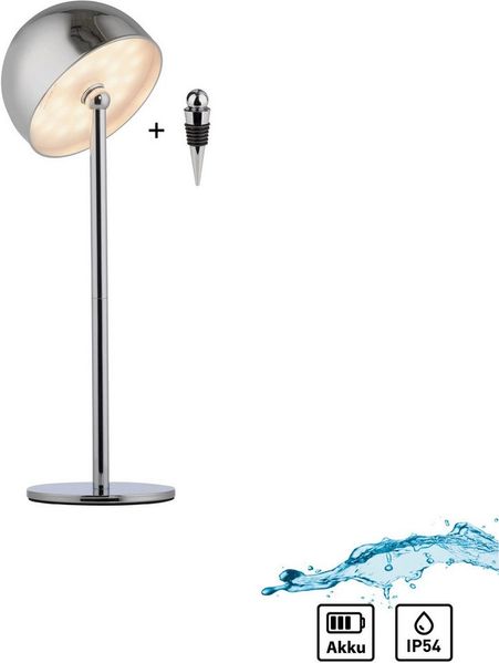 OTTO home Tischleuchte Akku Tischlampe Gerrin Indoor Outdoor, magnetischer Flaschenaufsatz, Dimmfunktion, Memoryfunktion, LED fest integriert, Warmweiß, Pilzlampe Flaschenaufsatz, Regulierung der Lichtstärke, Pilz, Lampe