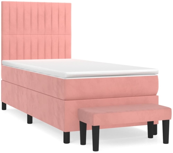 vidaXL Boxspringbett mit Matratze Rosa 80x200 cm Samt 3137934