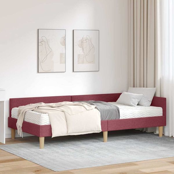 vidaXL Eckbettgestell mit Matratze mit Matratze 2 pcs Grau Stoff 3393672