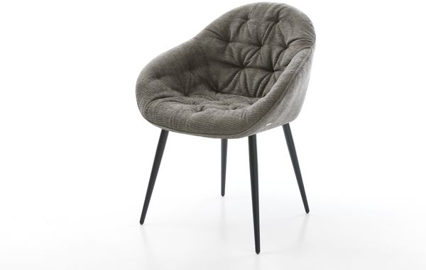 Esszimmerstuhl Gaio-Flex Bouclé Soft Schlamm 4-Fuß konisch Schwarz