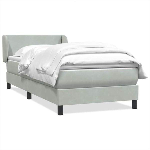 vidaXL Boxspringbett mit Matratze Hellgrau 90x210 cm Samt 3317343