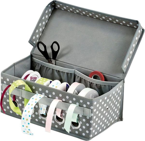 Zeller Present Aufbewahrungsbox, (Geschenkband-Organizer, aus Polyester