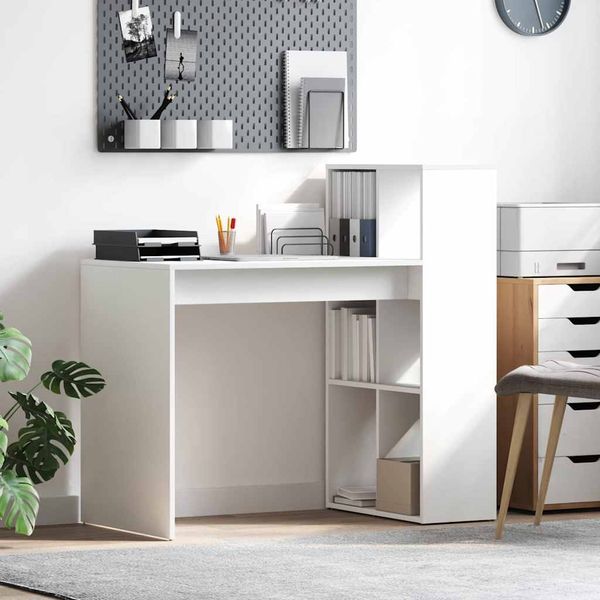 vidaXL Schreibtisch mit Regal Weiß 108 x 55 x 103.5 cm Holzwerkstoff 869458