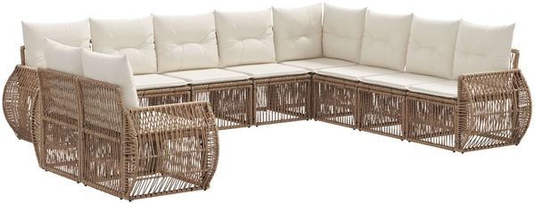 vidaXL Gartensofa-set 10 pcs Beige und Cremeweiß Poly-Rattan 3435465