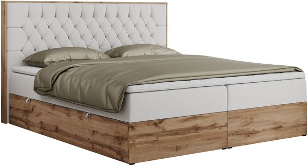 Boxspringbett, Schlafzimmerbett, Bettkasten - AMORE - 180 x 200 cm - Weiß Kunstleder - H4 Bild 4