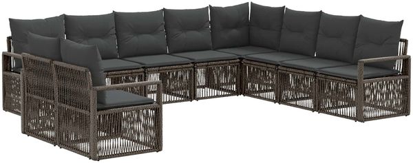 vidaXL Gartensofa-set 10 pcs Grau Poly-Rattan 3435758
