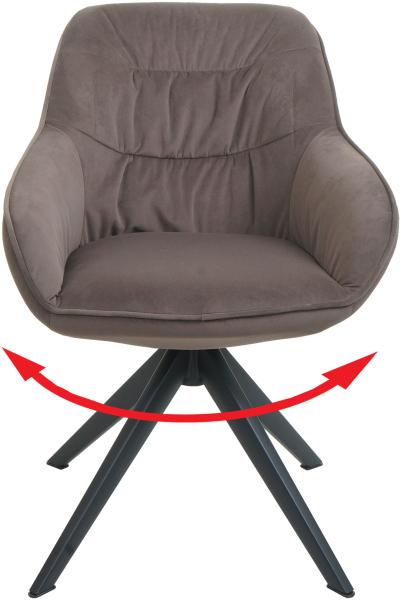 Esszimmerstuhl HWC-K28, Küchenstuhl Polsterstuhl Stuhl mit Armlehne, drehbar, Metall ~ Stoff/Textil braun