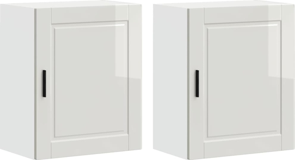 vidaXL Küchen-Hängeschränke 2 Stk. Porto Hochglanz-Weiß Holzwerkstoff 854042