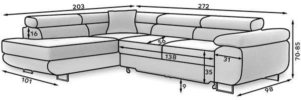 Eltap Anton Ecksofa, Stoff, Beige / Weiß, links Bild 12