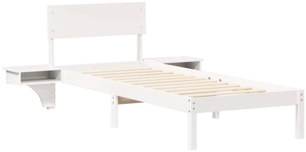 vidaXL Bettrahmen mit Kopfteil Weiß 75 x 190 cm Massives Kiefernholz 873473