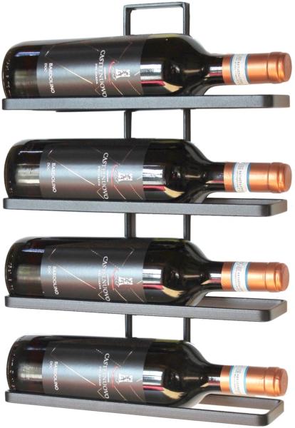 1x Weinregal Metall Schwarz Wand 4-Wine erweiterbar Flaschenregal