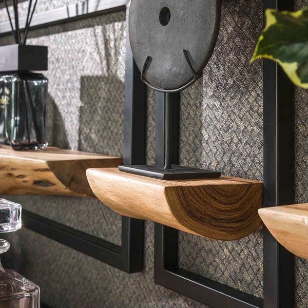 LEVEN Lifestyle Wandregal 5´er Set Regal Wandregal mit Baumkante aus Holz Holzregal, 5-tlg.