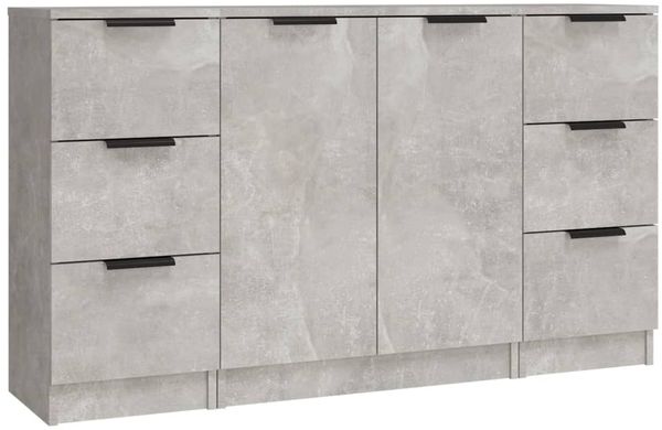 3 Stk. Sideboards, Kommoden Betongrau Holzwerkstoff j3658p