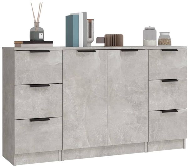 3 Stk. Sideboards, Kommoden Betongrau Holzwerkstoff j3658p Bild 4