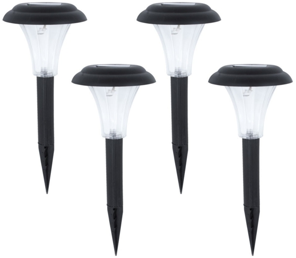 4er Set LED Solarleuchten, Erdspieß, H 29 cm