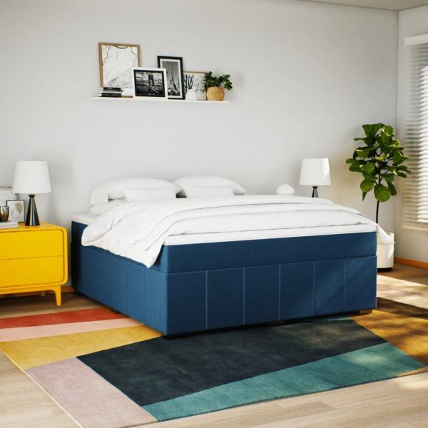 vidaXL Boxspringbett mit Matratze Blau 180x200 cm Stoff 3285497 Bild 2