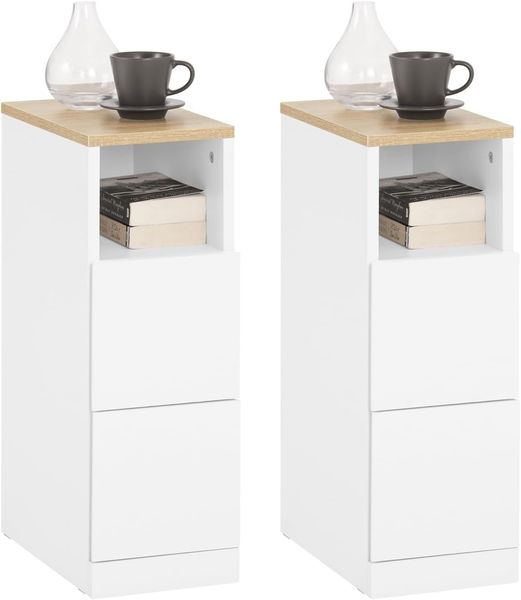 SoBuy FBT149-WNx2 Nachttisch, Spanplatte, Melamin, Weiß, 35 x 60 x 20 cm