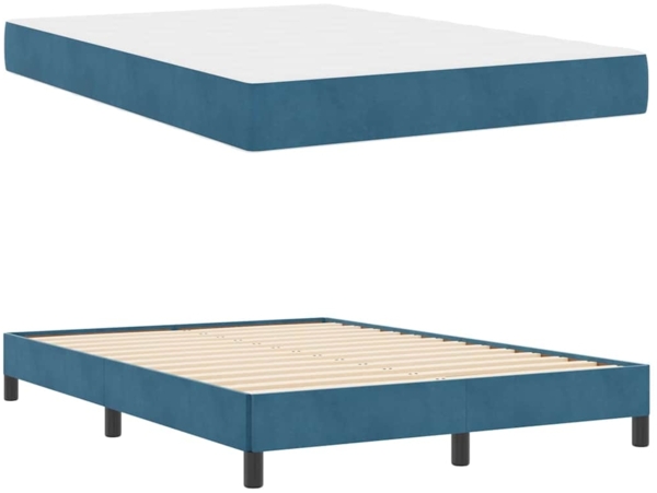 vidaXL Boxspringbett mit Matratze Dunkelblau 160 x 200 cm Stoff 3398705 Bild 4
